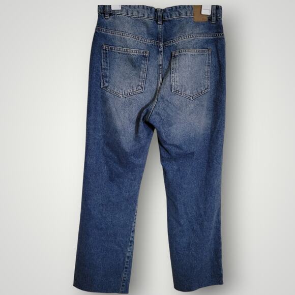 Zara High Rise 90s Full Length Jeans Size 6 Distressed Midwash Raw Hem Classic - Picture 8 of 11
